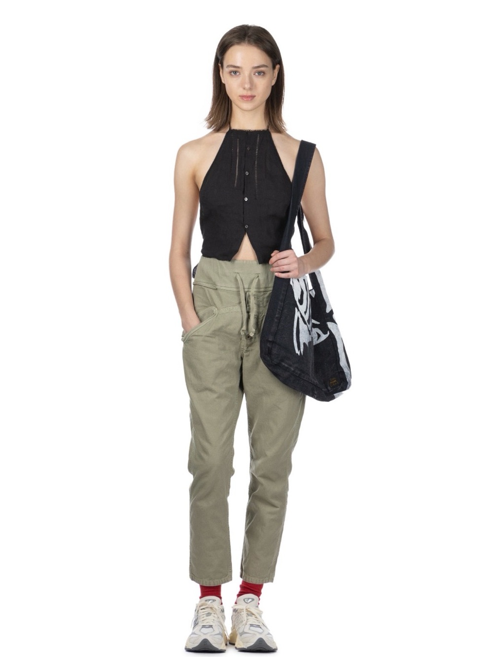 KAPITAL LIGHT CANVAS SAROUEL NOUVELLE PANTS - KHAKI